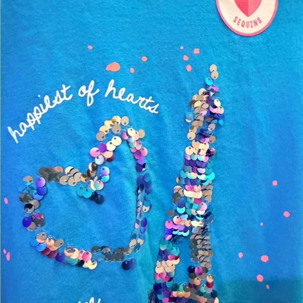 Justice Turquoise Sequin Eiffel Tower Long Sleeve Tee Size 12